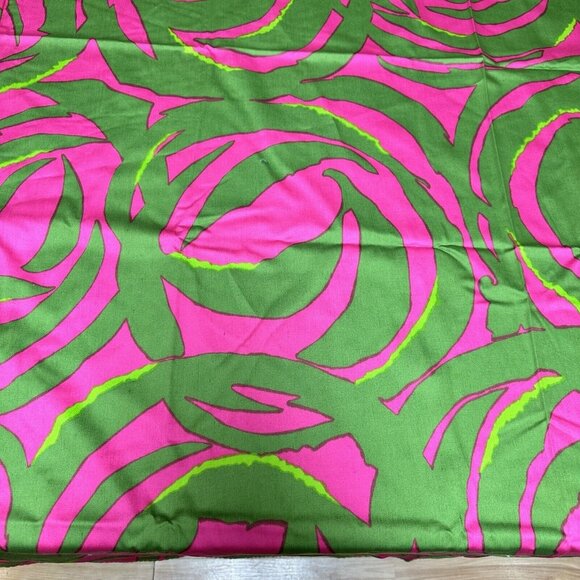 Vtg Retro Cloth Tablecloth Green Hot Pink Rectangle 40 x 48 1970s Groovy MCM - Picture 4 of 10
